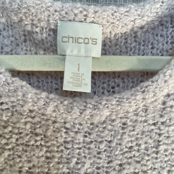 Pink tunic sweater, blush pink sweater with lace trim, Chicos tunic sweater - Picture 6 of 8